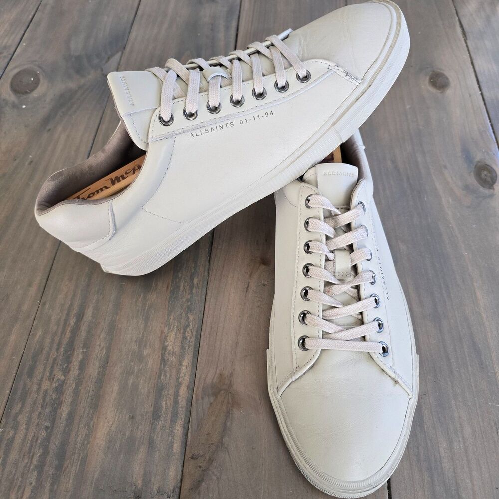Allsaints Z5619 Men's Chalk White Leather Brody Low Top Sneaker Size US 11